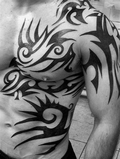 50 Tribal Chest Tattoos For Men Masculine Design Ideas