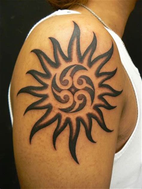 50 Tribal Sun Tattoo Designs For Men Black Ink Rays