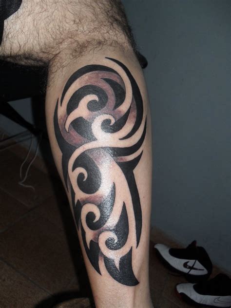 Polynesian tribal full calf 2 by Monk3ysTattoos on DeviantArt