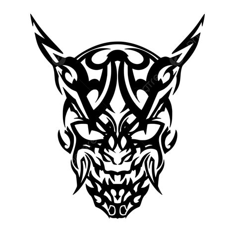 Fine blackink tribal devil skull tattoo design by The