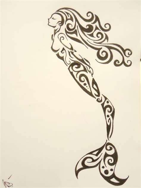 Mermaid Tribal Tattoo Design by MorriganMoonflower on