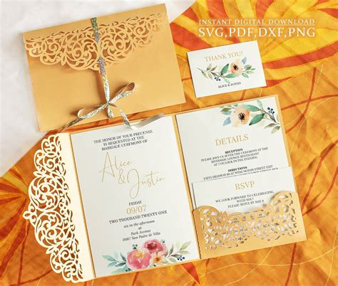 Download Trifold Wedding Invitation Files DXF Files