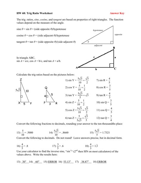Trigonometric Ratios Worksheet 2 Answers