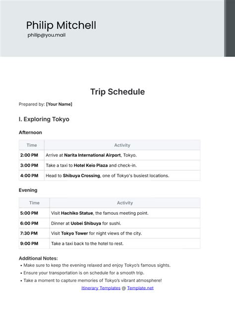 Trip Time table