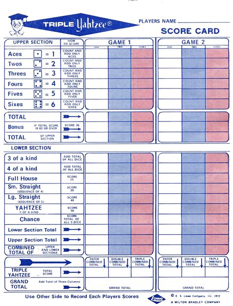 triple yahtzee score sheets