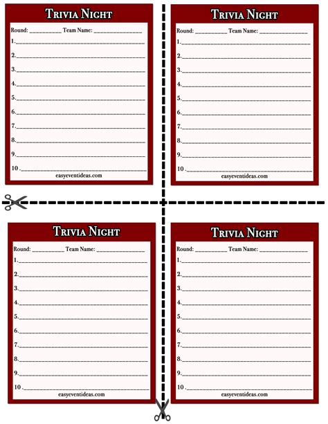 Trivia Card Template