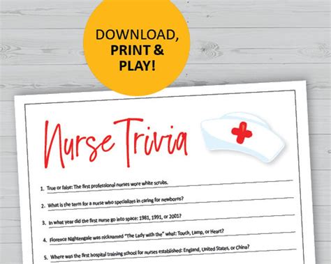 Trivia Printable Nurses Week Games