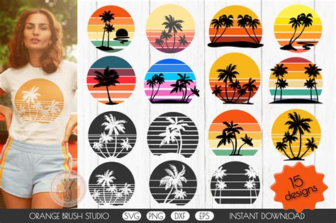 Download Tropical Retro Sunsets Bundle 15 SVG Files DXF Files