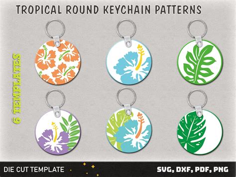 Download Tropical Round Keychain Patterns SVG Creativefabrica For Crafts