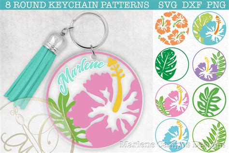 Download Tropical Round Keychain Patterns SVG Silhouette For Crafts