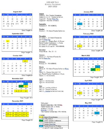 Troy District Calendar