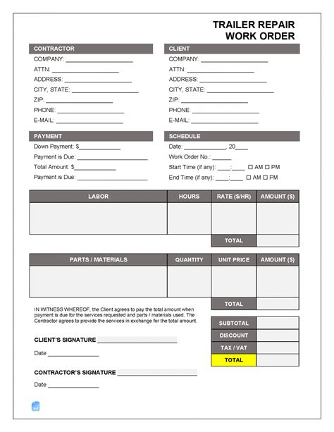 Repair Order Template Fill Out and Sign Printable PDF Template signNow