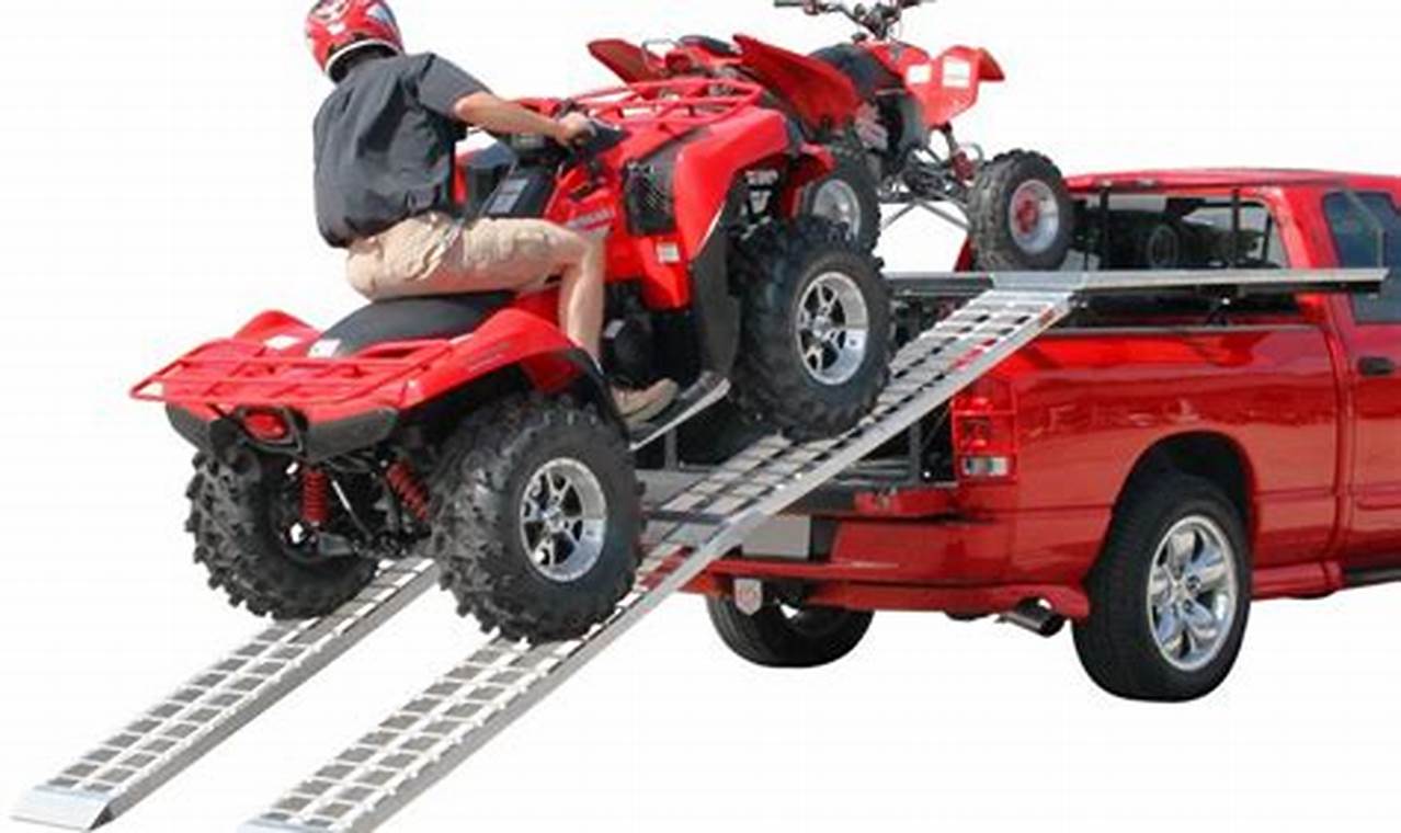 Truck bed ramps for loading ATVs