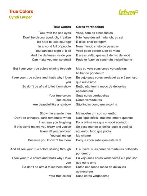 True Colours Traduction