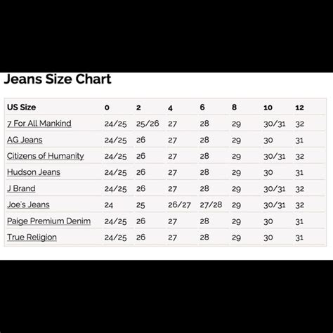 True Religion Size Chart Mens