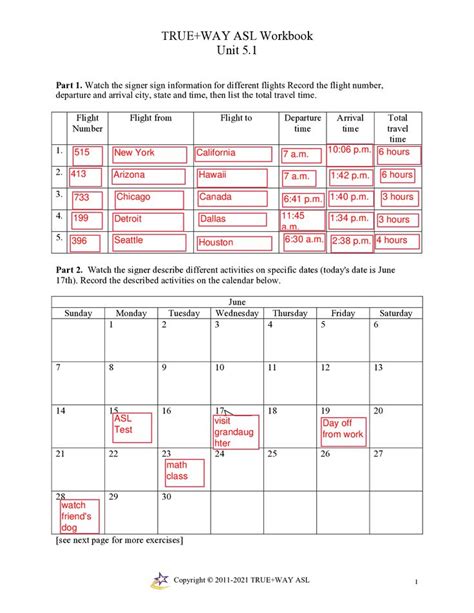 True Way Asl 5 1 Worksheet Answers