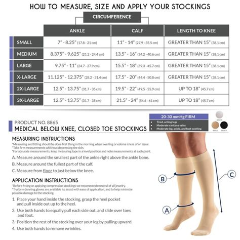 Truform Compression Socks Size Chart