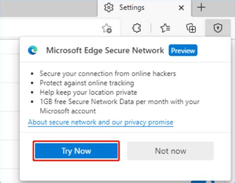 Try Edge Secure Network on Microsoft Edge