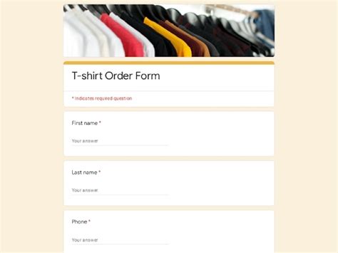 Tshirt Order Form Template Google Docs