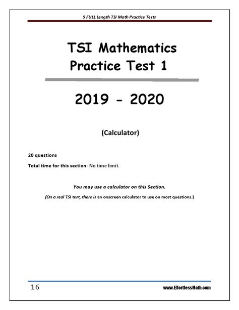 Tsi Math Practice Test Printable