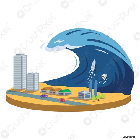 Tsunami Cartoon Tsunami earthquake vectoropenstock kor