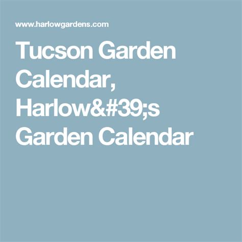 Tucson Gardening Calendar