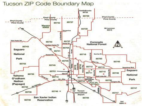 Tucson Zip Code Boundary Map