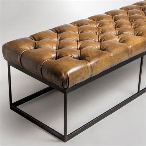 Tufted Leather Bench