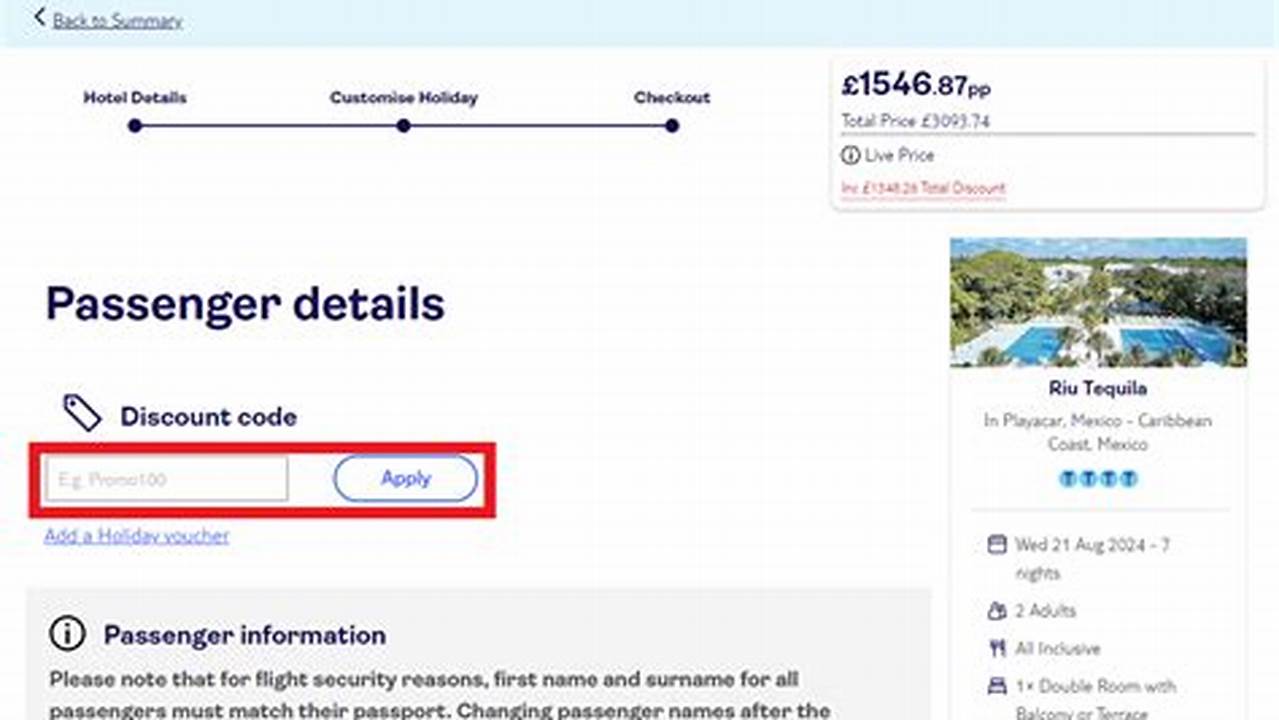 Tui 2024 Holiday Discount Code India