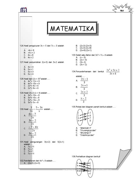 Tujuan Soal Matematika Kelas 8 Semester 1