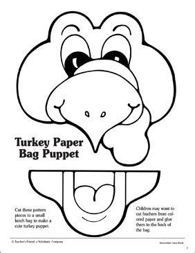 Turkey Paper Bag Puppet Printable