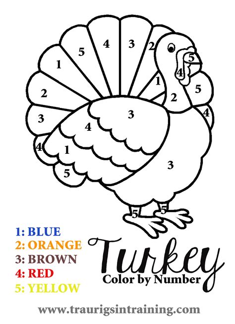 Turkey Color By Number Printable