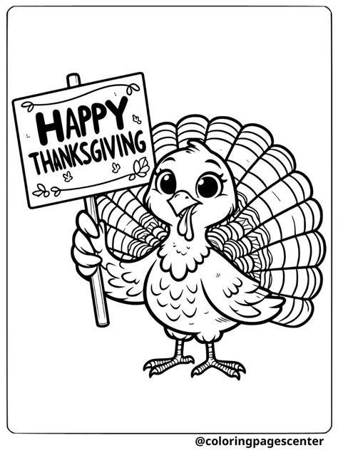Turkey Coloring Pages Happy Thanksgiving