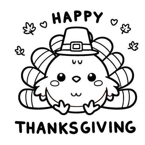 Turkey Coloring Pages Kawaii