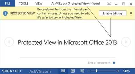 Turn Off Protected View in Word