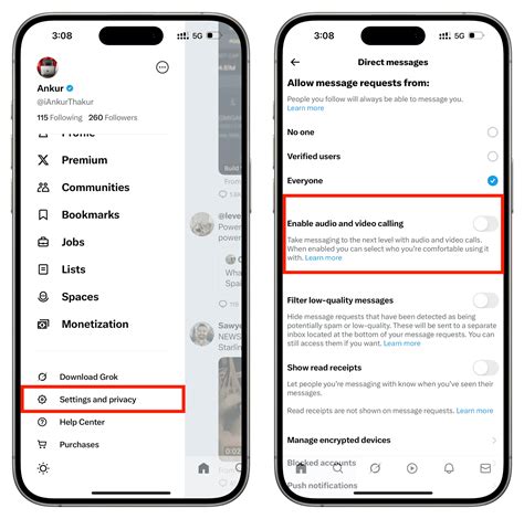 Turn off Audio and Video Calls on X (Android and iOS)