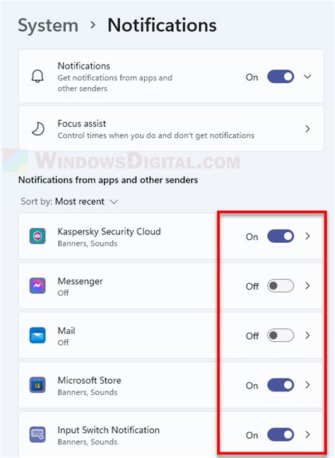 Turn off notifications for certain apps
