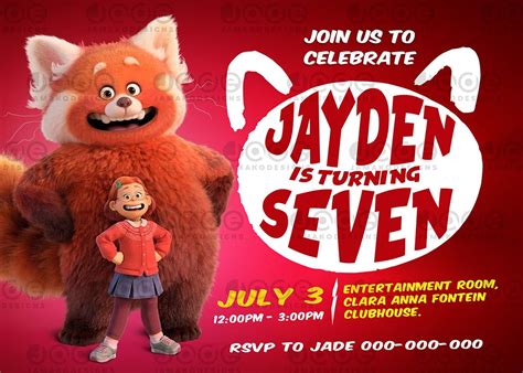 Turning Red Birthday Invitations Template