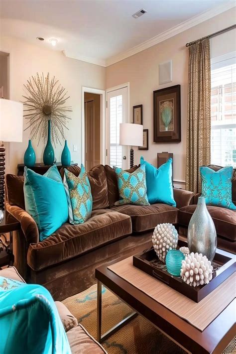 Turquoise Living Room with Complementary Colors