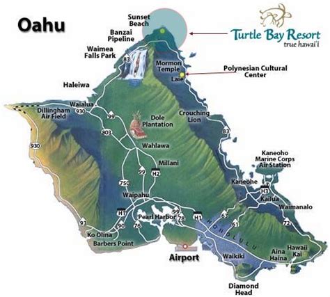 31 Turtle Bay Hawaii Map Maps Database Source