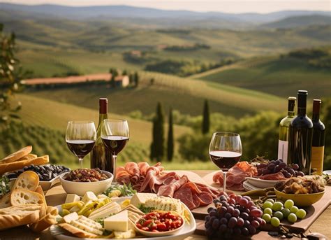 A table laden with fresh pasta dishes, cheeses, and cured meats, all presented with rustic elegance