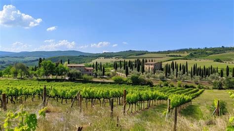 Breathtaking view from a Tuscan vineyard, overlooking the landscape
