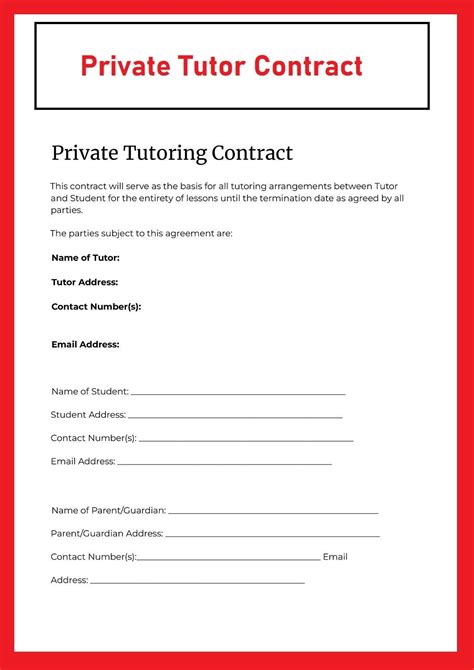 Tutor Contract Template