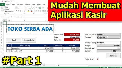 Tutorial Aplikasi Kasir Excel
