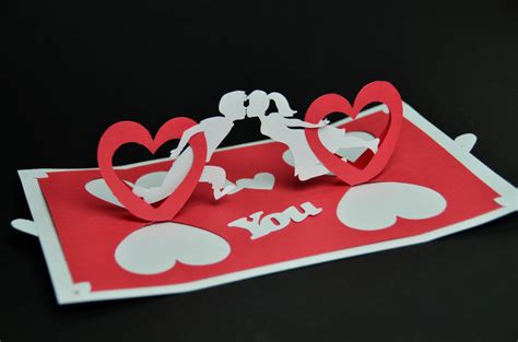 Kissing Couple Pop Up Card Template Creative Pop Up Cards Svg Love