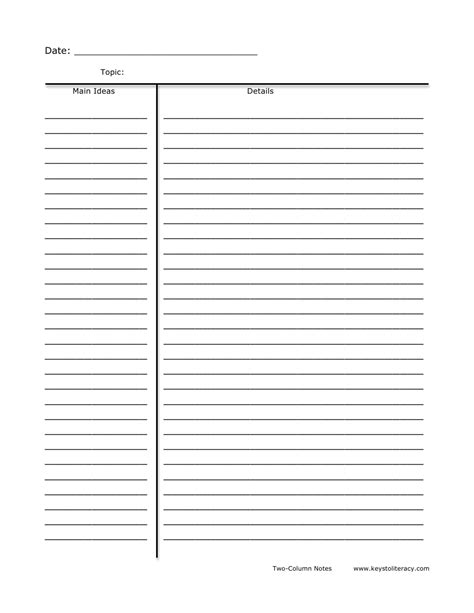 Two Column Notes Template
