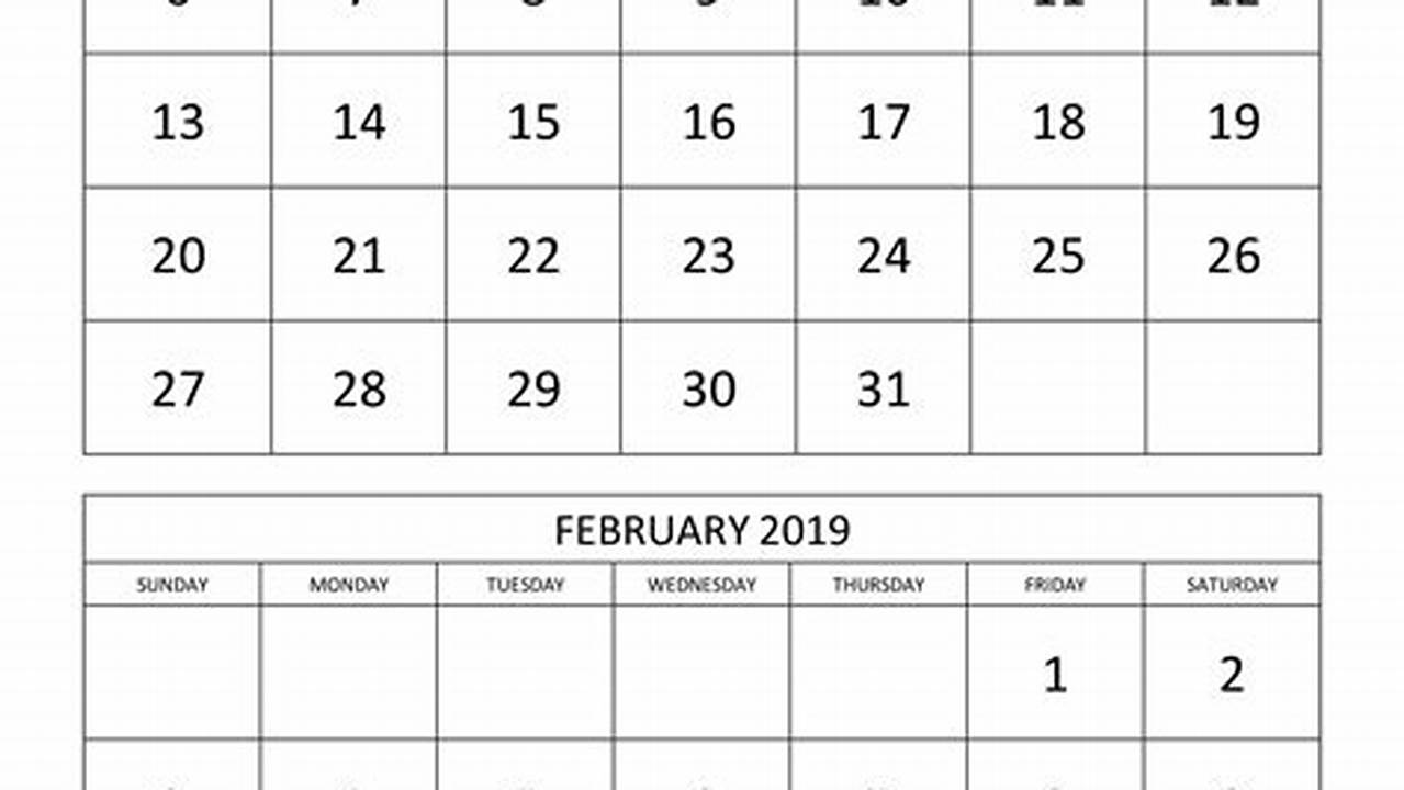 Two Month Calendar Printable
