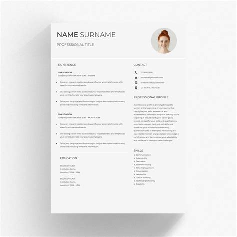 Two Column Resume Template Google Docs