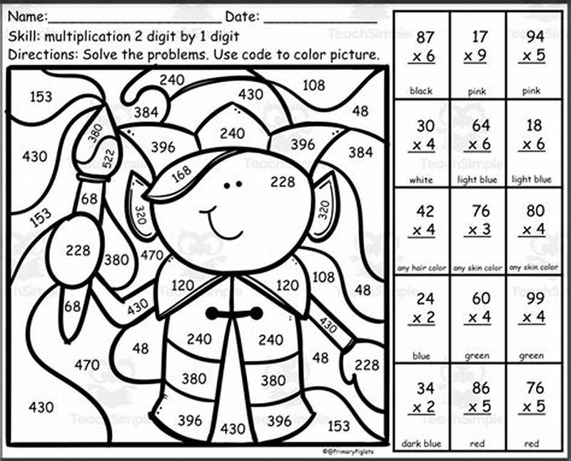 Two Digit By Two Digit Multiplication Coloring Worksheets