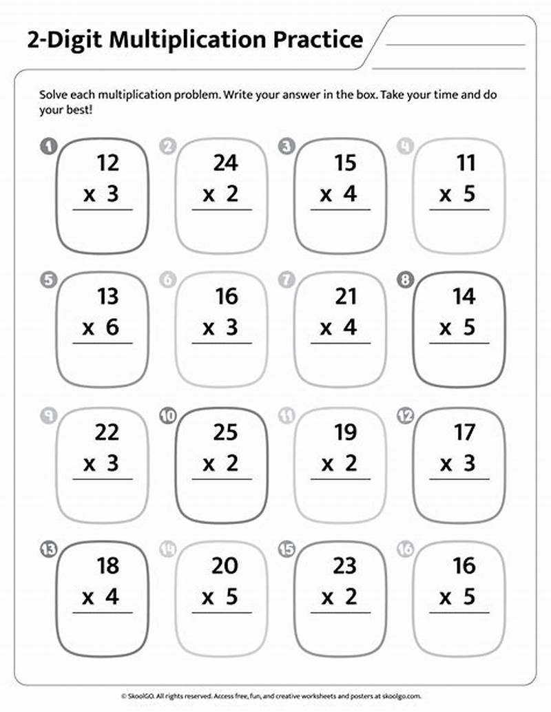 Two Digit Multiplication Printable Worksheets